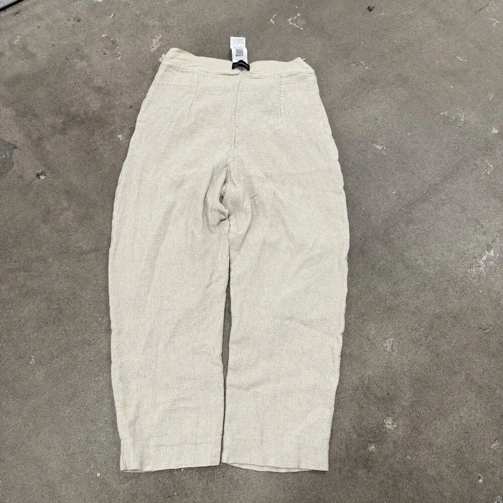 Vintage Emporio Armani Linen Lyocell Pleated Relaxed Pants Mens 50/US34 Ivory